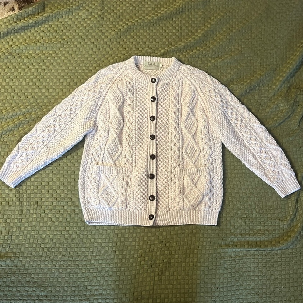 Aran Sweater Market premium lumber jacket oatmeal wool sweater cardigan